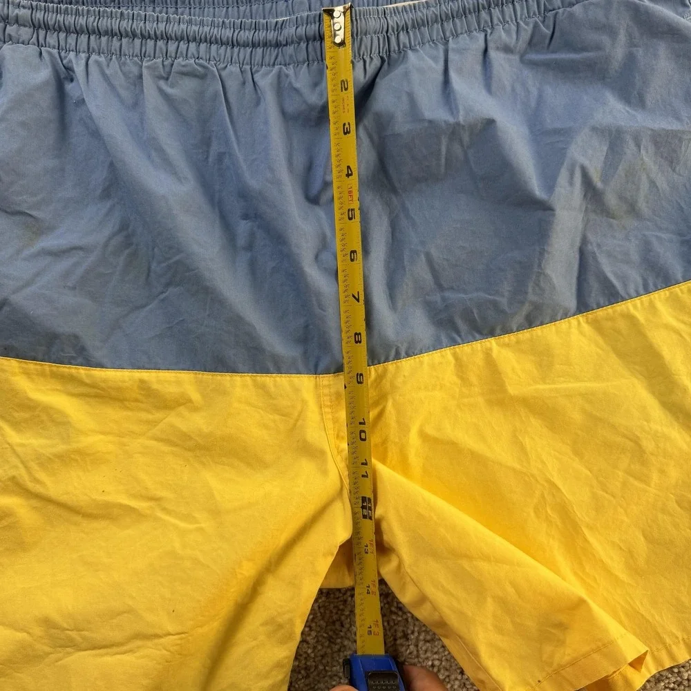 Vintage Claybrooke Sport Swim Shorts Mens XL Blue Yellow Colorblock Trunks Beach
